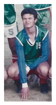 Soccer player Simo Idrissi in pre-season training session 1990.