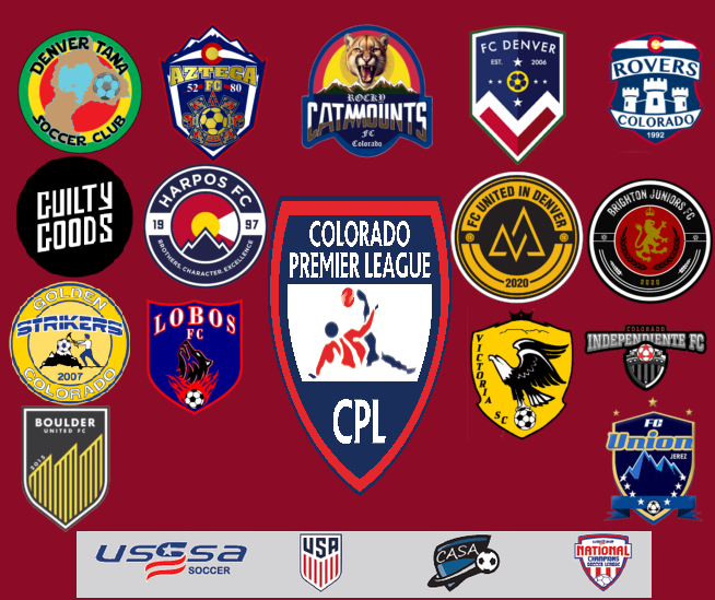 Colorado Premier League Elite Spring 2025 team logos