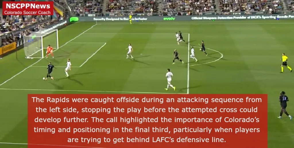 The Rapids were caught offside during an attacking sequence from the left side.